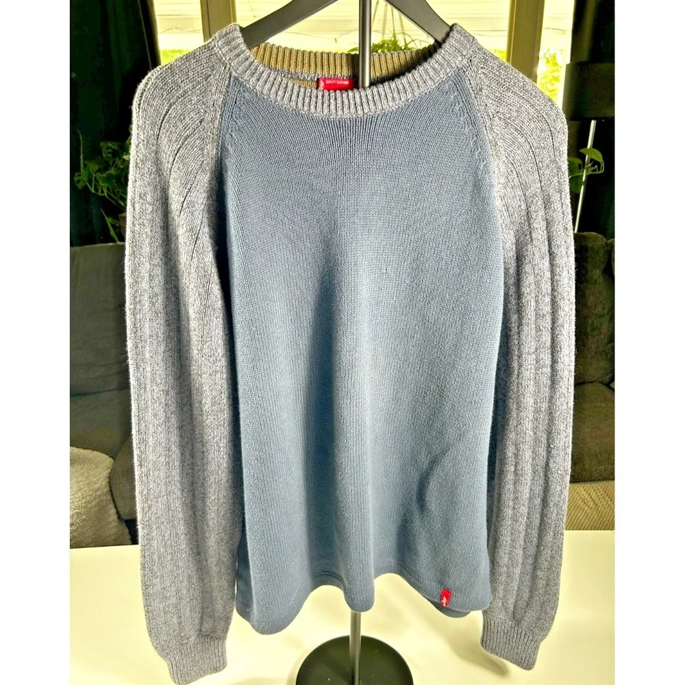 Levi's Men's Crewneck Sweater Large Blue‎ Gray Grandpacore Cozy